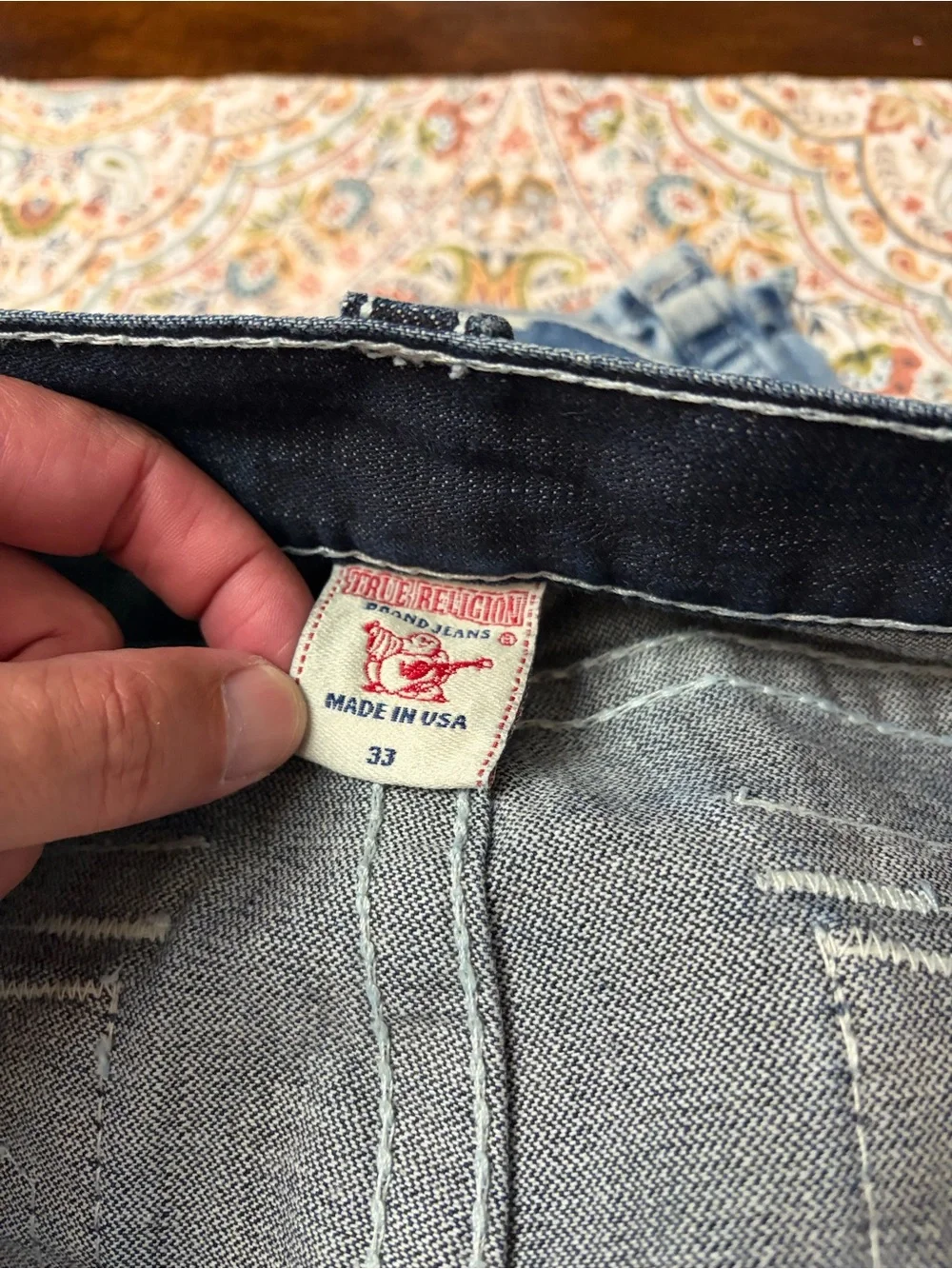 True Religion Ricky Big T men’s jeans size 33 Dark wash made in USA